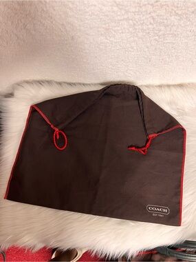 Coach Brown Dust Bag with Red Trim and Drawstring